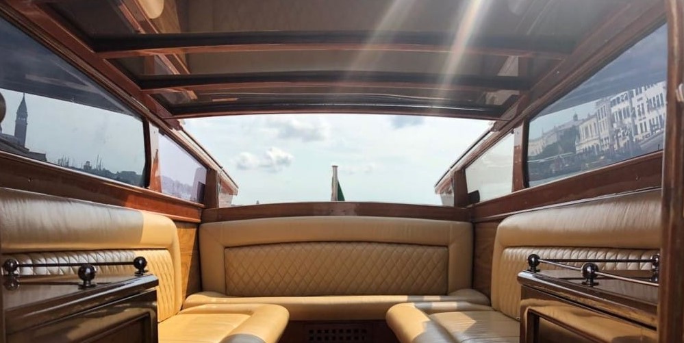 Inside water taxi Venice